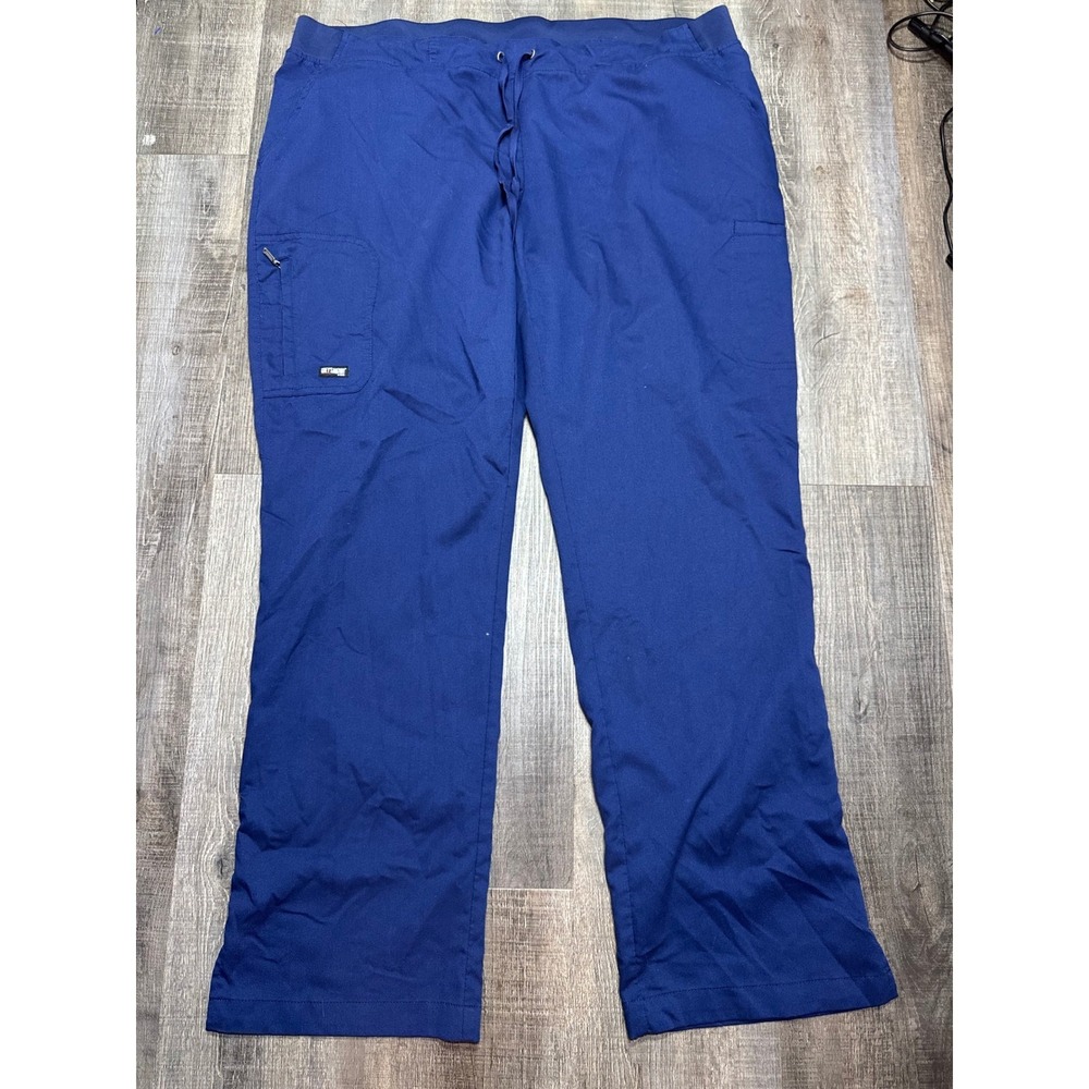Greys Anatomy by Barco Women XL Navy Blue Scrub Pants Drawstring Cargo Pockets
